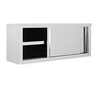 Keketa Kitchen Wall Cabinet with Sliding Doors, Wall Mounted Kitchen Cabinet, Hanging Wall Cupboard Storage for Kitchen and Living Room Indoor Furniture 120x40x50 cm Stainless Steel