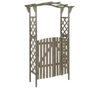 Keketa Solid Wood Garden Arch with Gate, Entryway Arbour Pergola, Outdoor Patio Lawn Terrance Living Arch Gate Door Structures 116x40x204 cm Grey Solid Firwood