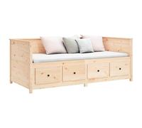 Keketa Pine Wood Modern Single Day Bed with Storage, 75x190 cm, Solid Wood, Unfinished, 150 kg Weight Recommendation, Compatible with Single Mattress, Pull-out/Sofa Bed with Drawer