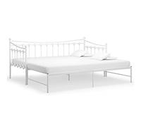 Keketa Pull-out Sofa Bed Frame for Day Sleeping, Guest Bed Sleepover, Single Day Bed, Occasional Bed Pull Out Resting Indoor Furniture White Metal 90x200 cm