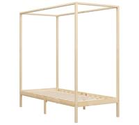 Keketa Wooden Canopy Bed Frame, Modern Decorative Design Bedstead, Stable and Durable Single/Double Beds Bedroom Furniture Bed Base Household Solid Pine Wood 100x200 cm