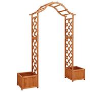 Keketa Wooden Garden Arch with Planter, Pergola Entryway Arch Arbour Trellises Planter for Climbing Plants Outdoor Backyard, Lawn, Patio, Courtyard, Wedding Decorations Brown Solid Firwood
