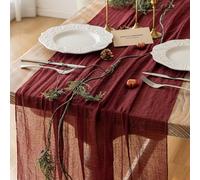 Keketoarrange 6pcs Burgundy Table Runner Red Table Runner Cheesecloth Gauze 120 Inch 10 FT Rustic Boho Cheese Cloth Runner for Wedding Baby Bridal Shower Party Long Sheer Spring Home Decorations