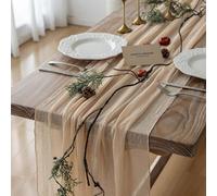 Keketoarrange Deep Beige Cheesecloth Table Runner Rustic Boho Butter Gauze 120 Inch 10 FT Cheese Cloth for Wedding Baby Bridal Shower Birthday Engagement Party Long Sheer Spring Home Decorations