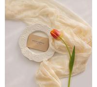 Keketoarrange White Spring Easter Cheesecloth Table Runner Ivory Cream Gauze Rustic Cheese Cloth Table Runner 120 Inch 10 FT for Wedding Baby Bridal Shower Party Sheer Boho Spring Home Decorations