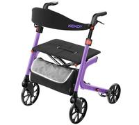 KEKOY All Terrain 4 Wheel Rollator Walker with Seat, Lightweight Rollator, Foldable Mobility Aids for the Elderly with 19.5 Inch Seat Cushion, Light Action Brake, 500 lbs Capacity, Storage, Purple