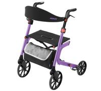 KEKOY All Terrain 4 Wheel Rollator Walker with Seat, Lightweight Rollator, Foldable Mobility Aids for the Elderly with 17.5 Inch Seat Cushion, Light Action Brake, 400 lbs Capacity, Storage, Purple