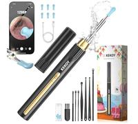 Kekoy P8 Ear Wax Removal Kit, WiFi Ear Cleaner with Camera 1296P HD, Rechargeable Ear Wax Remover Tool for iOS & Android, Ear Wax Removal Tool with Lights for Adult & Kid(Black Gold for Gift)