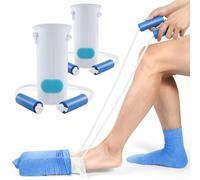 Kekoy Sock Aids for Putting Socks On and Off for Men and Women, Easy to Use Than Sock Aid Stocking Slider with Three-Finger, Sock Helper with Foam Handles for Disabled Aids, Elderly(2 Pack White)