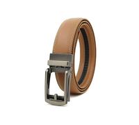 KEKUBUWE Men's Belt, Mens Ratchet Dress Belt with One Click Buckle, Casual PU Leather Belt for Men (Khaki,110cm)