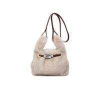 KEKUBUWE Mini Fluffy Tote Bag, Furry Shoulder Purse, Fluffly Mini Faux Fur Crossbody Bag for Women (Apricot,One Size)