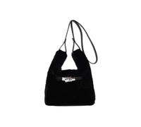 KEKUBUWE Mini Fluffy Tote Bag, Furry Shoulder Purse, Fluffly Mini Faux Fur Crossbody Bag for Women (Black,One Size)