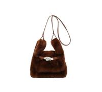 KEKUBUWE Mini Fluffy Tote Bag, Furry Shoulder Purse, Fluffly Mini Faux Fur Crossbody Bag for Women (Coffee,One Size)
