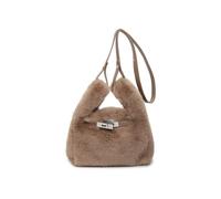 KEKUBUWE Mini Fluffy Tote Bag, Furry Shoulder Purse, Fluffly Mini Faux Fur Crossbody Bag for Women (Khaki,One Size)