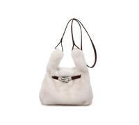 KEKUBUWE Mini Fluffy Tote Bag, Furry Shoulder Purse, Fluffly Mini Faux Fur Crossbody Bag for Women (Off-White,One Size)