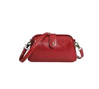 KEKUBUWE PU Leather Retro Handmade Bag, Unique Opening Small Cross Body Shoulder Bag, Vintage Doctor Bag for Women (Red Wine,One Size)