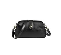 KEKUBUWE PU Leather Retro Handmade Bag, Unique Opening Small Cross Body Shoulder Bag, Vintage Doctor Bag for Women (Black,One Size)