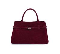 KEKUBUWE Suede Tote Bags for Women, Faux Leather Top Handbags, Large Brown Top Handle Work Tote Bag (Red,One Size)