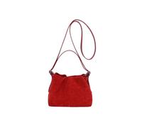 KEKUBUWE Women Faux Suede Tote Handbags, Drawstring Bucket Bag, Retro Slouchy Shoulder Bag, Everyday Satchel Purse (Red,One Size)