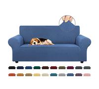 KEKUOU Stretch Loveseat Sofa Cover Slipcover,Couch Covers for 2 Cushion Couch Sofa (55"-79") Furniture Protector Sofa with Elastic Bottom for Kids,Dog. Jacquard Small Checked (Medium,Riverside)