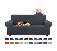 KEKUOU Stretch Loveseat Sofa Cover Slipcover,Couch Covers for 2 Cushion Couch Sofa (55"-79") Furniture Protector Sofa with Elastic Bottom for Kids,Dog. Jacquard Small Checked (Medium,Charcoal)