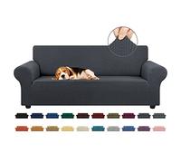 KEKUOU Stretch Sofa Cover Slipcover ，Couch Covers for 3 Cushion Couch Sofa pet Friendly (79"-94") Furniture Protector Sofa with Elastic Bottom for Kids,Dog, Jacquard Small Checked(Large,Charcoal)