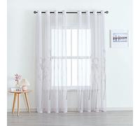 KEKUYA Natural Semi Sheer Curtains for Bedroom/living room Thermal Insulated Noise Reduction Energy Saving Curtain Grommet Top Window Treatment,Light Purple Forest,W55xL96 inch
