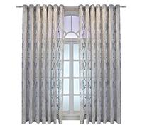 KEKUYA Semi Transparent Curtain,Voile Curtains Contemporary Decorative Ring Top Eyelet Panels for Bedroom Livingroom Nursery Room Privacy Protect.Two panels-W55 x L102inch(140x260cm)-Grey Flowers