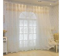 KEKUYA Sheer Curtains 90 Inch Drop 2Panelsfor Living Room Decorative Voile Curtains with Eyelets Light Filtering Privacy Protect Drapes 90 x 90 Inch(Width x Length),White Embroidery