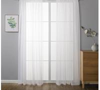 KEKUYA Voile Sheer Curtains Textured Semi Transparent Eyelet Top Decorative,Light Filtering & Privacy Window Treatment Set for Bedroom Living Room -White(W90×L102,2 Panels)