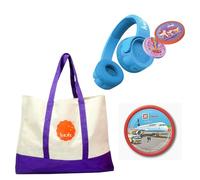 Kekz Premium Starter Set: Cookie Earphones Blue Including Cookie Crew Radio Play & Wunderkekz, Exclusive to Amazon Beach Bag & Was Was Was Junior - Airport Audio Chip (Headphones for Children)