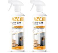 KEL - Stove Glass Cleaner Spray, Dissolves Soot, Grease & Tar, Maintains Oven Doors, Glass Fireplaces & Hearths, Removes Residue Effectively - 1 Litre (Pack of 2)