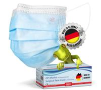 kela 100 pcs. blue surgical face mask, disposable medical mask for sensitive skin, Made in Germany, DIN EN 14683 Typ IIR, BFE 99,88%, 3-layer