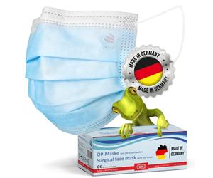 kela 50 pcs. blue surgical face mask, disposable medical mask for sensitive skin, Made in Germany, DIN EN 14683 Typ IIR, BFE 99,88%, 3-layer