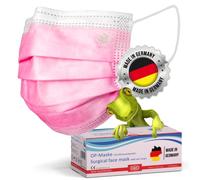 kela 50 pcs. pink surgical face mask, disposable medical mask for sensitive skin, Made in Germany, DIN EN 14683 Typ IIR, BFE 99,88%, 3-layer