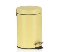 kela Bathroom Bin Yellow 3L Metal Pedal Bin for Bathroom, Bathroom Trash Can with Inner Bucket and Carry Handle, MONACO Matte Sun Yellow