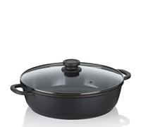 kela braising pan 32 cm high rim ATURA, induction serving pan with lid 5 L, cast aluminium ceramic coated, paella pan, PFAS free