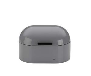 kela bread box metal with ventilation holes 25x15x17cm, small bread box with hinged lid, FRISCOLINO, bread storage box, light grey glossy