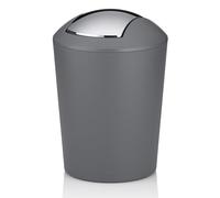 Kela cosmetic bin grey 1.7l, mini waste bin bathroom with swing lid, plastic, MARTA, small table waste bin grey matt