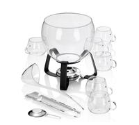 kela fire tongs punch set 11 pieces JUNTOS, punch set with 3.5 litre glass bowl, 6 glasses, sugar tongs, scoop, also suitable for summer punch & mulled wine
