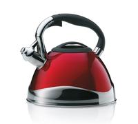 kela Kettle Induction 3L, Flute Kettle Stainless Steel, for All hob Types, with Safe Opening of The spout lid by Button, VARUS, Tea Kettle red Glossy