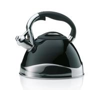 kela Kettle Induction 3L, Flute Kettle Stainless Steel, for All hob Types, with Safe Opening of The spout lid by Button, VARUS, Tea Kettle Black Glossy