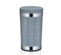 Kela laundry basket with lid, laundry basket metal basket light grey, laundry collector 30.5 x 60.5 cm, SEVILLA, coated metal