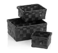 kela Neo 24485 Basket Set of 3 Assorted Sizes Polypropylene Plastic Black Stackable