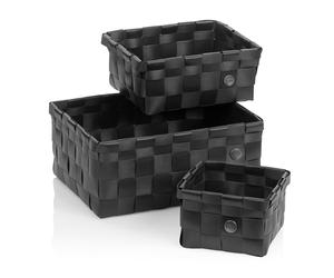 kela Neo 24485 Basket Set of 3 Assorted Sizes Polypropylene Plastic Black Stackable