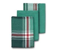 kela - Pasado Tea Towel, 100% Cotton, Emerald Green, Set of 3, 65 x 45 cm