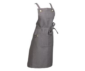 kela Puro Apron 85 cm x 70 cm 55% Cotton 45% Linen Grey Front Pocket Thick Texture 220 gsm Washable at 40°C 12802