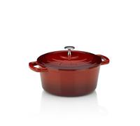 Kela roaster cast iron round 3.8 litres, Dutch Oven CALIDO, induction cast iron roaster with lid, cast iron pot for baking bread, enamelled, red
