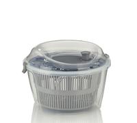 kela salad spinner with lid 24.5 cm, left and right turning, salad spinner, plastic sieve for salad spinners or colander for vegetables, fruit, penne, MAILIN, grey