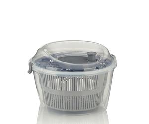 kela salad spinner with lid 24.5 cm, left and right turning, salad spinner, plastic sieve for salad spinners or colander for vegetables, fruit, penne, MAILIN, grey